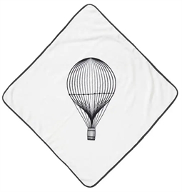 Badeslag - Hvidt med motiv af luftballon - 70x70 cm - 100% Økologisk bomuld 